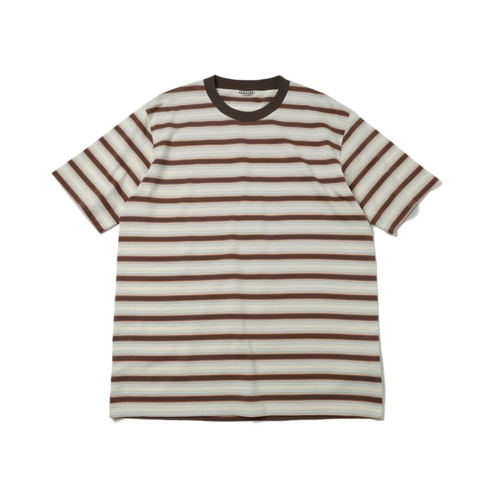 Auralee Herr Multicolor Toppar L, Bomull, Gradient Stripe Jersey Tee