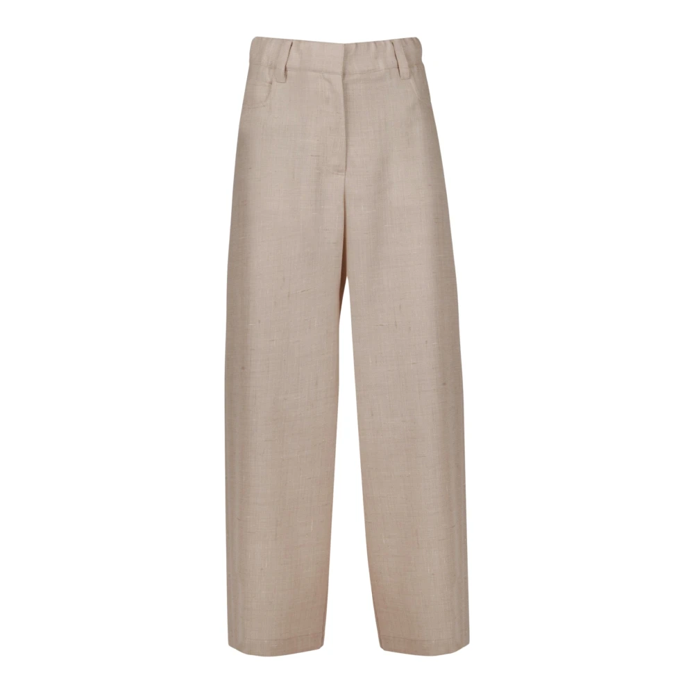 Alysi Women's Beige Wide Trousers, Xs, Wide Trousers
