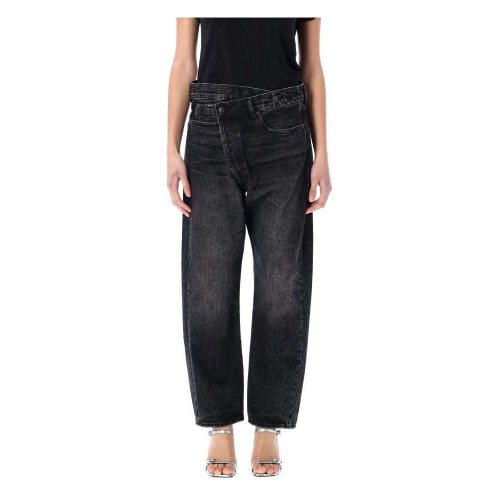 R13 Zwarte Crossover Jeans met Asymmetrische Details Black Dames