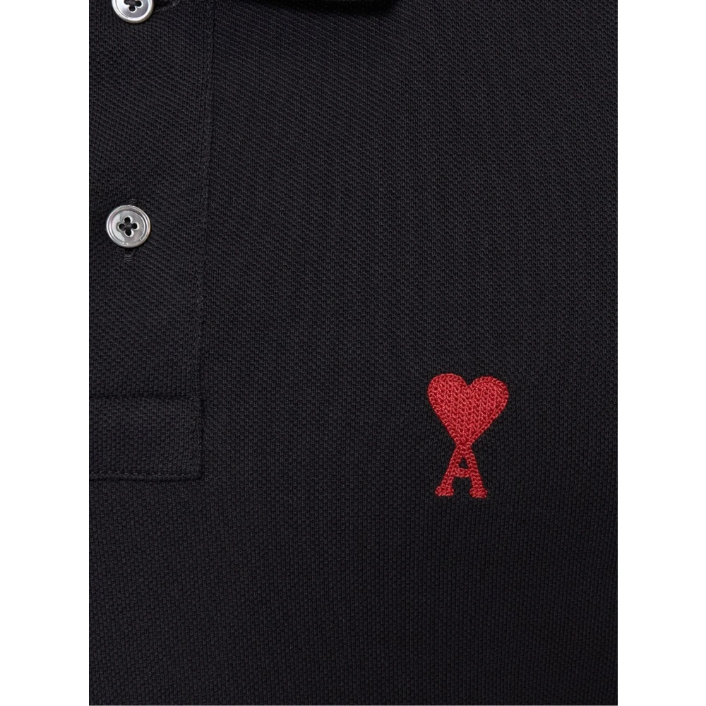 Ami Paris Zwarte Polo Shirt Black Dames