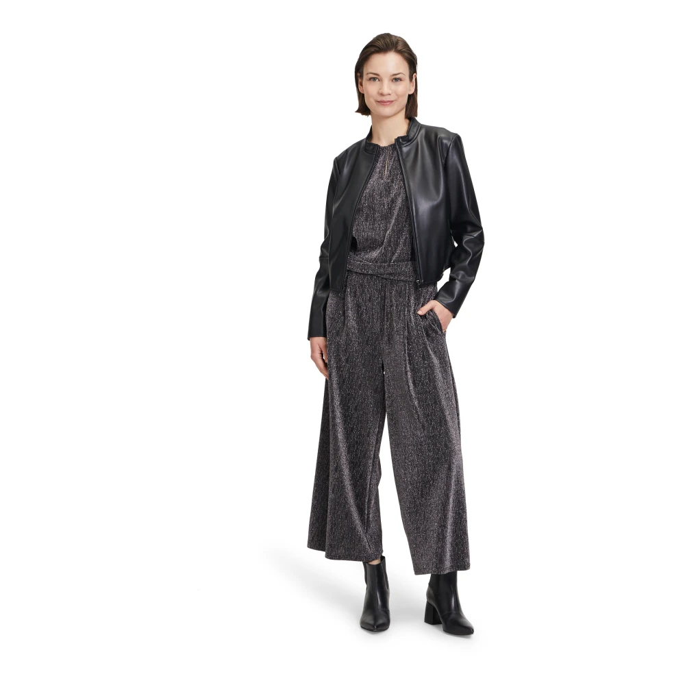 Betty & Co Bikerjack met opstaande kraag Black Dames