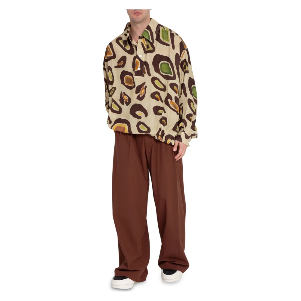 Bonsai Super Losse Wollen Broek in Glanzend Gember Brown Heren