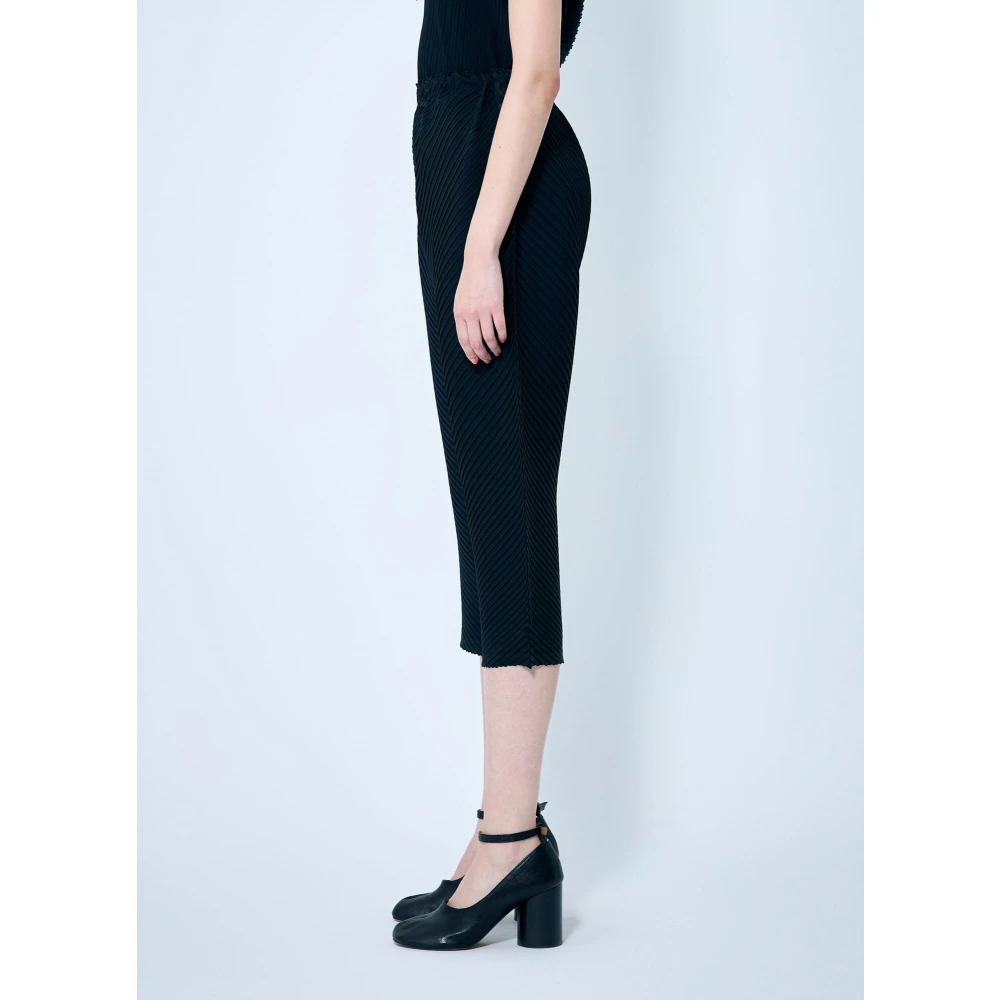 Issey Miyake Elastische Taille Geplooide Broek Black Dames