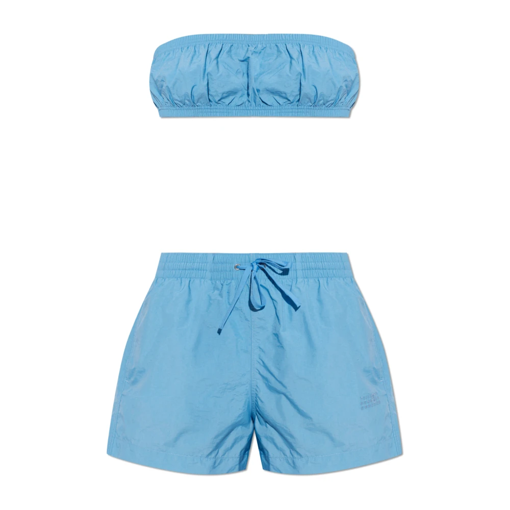 Mm6 Maison Margiela Vrouw Blauw Badmode Dames, S, Tweed, Tweedelig Badpak