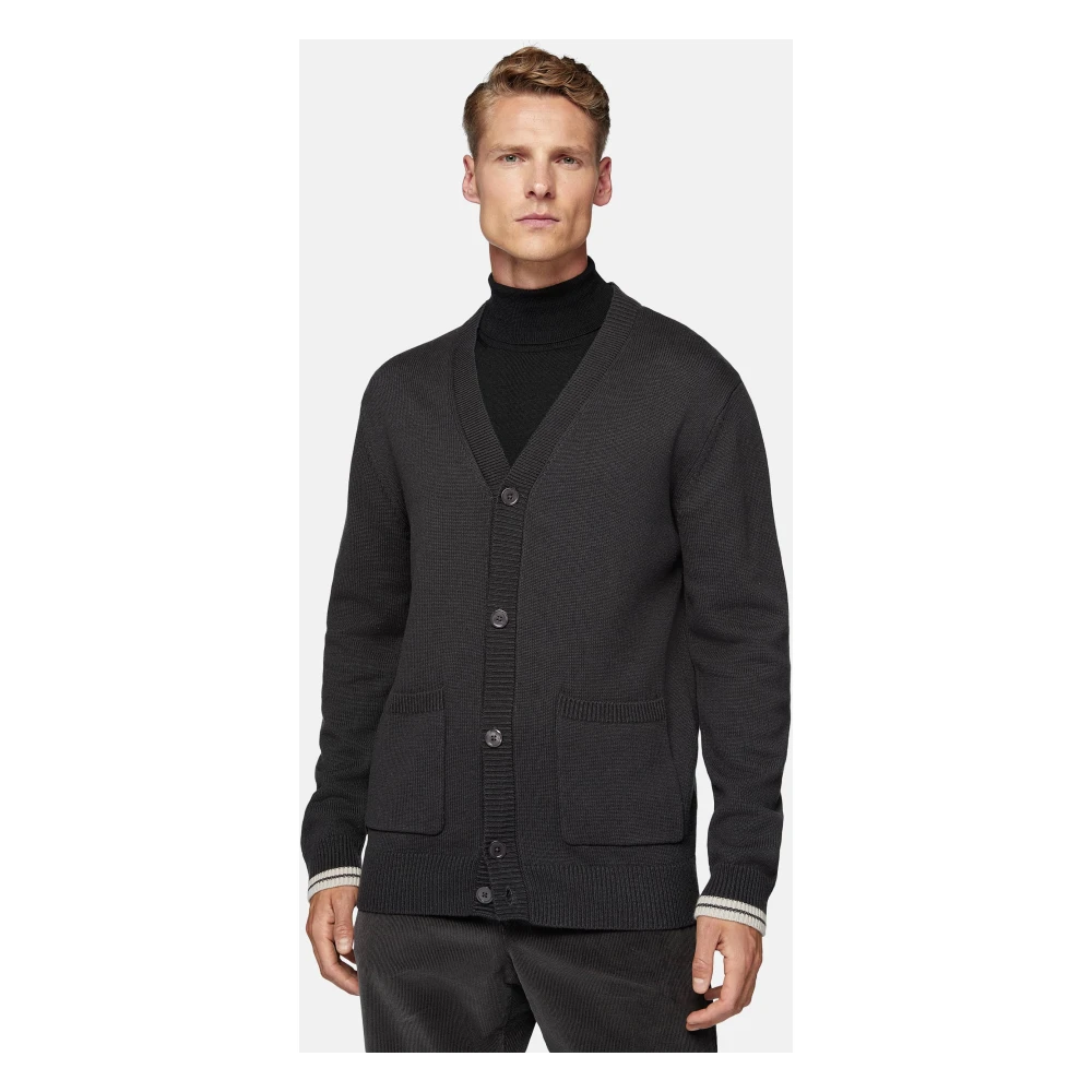 Boggi Milano Katoenen en wollen cardigan Black Heren