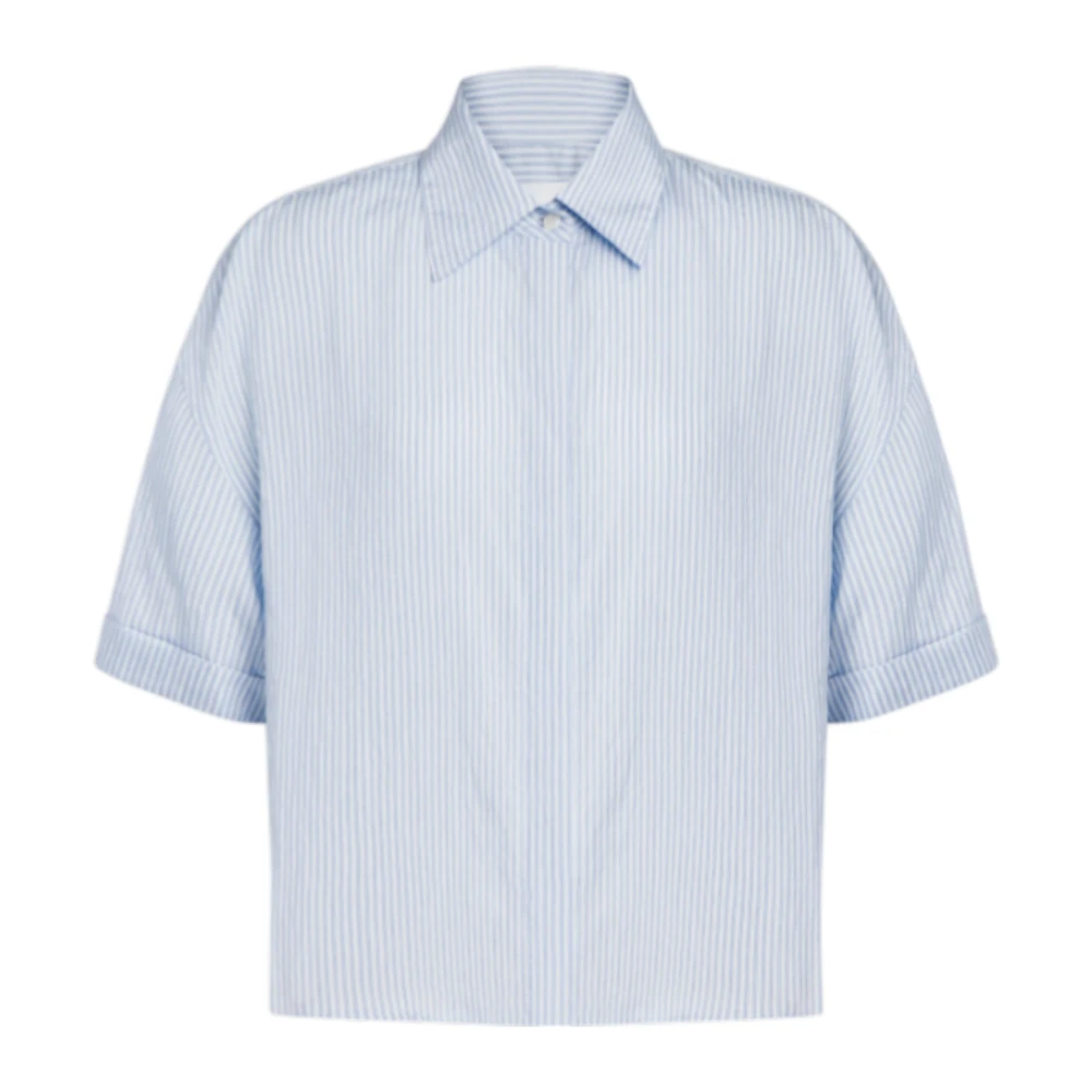 Dondup Women's Blue Striped Viscose Boxy-Fit Shirt - Shirts - L - Blouses & Shirts
