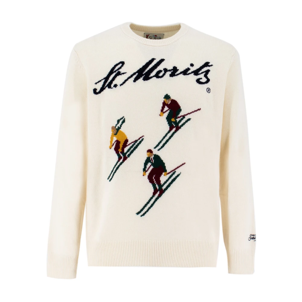 MC2 Saint Barth Wintermotief kasjmiermix wollen trui Beige Heren