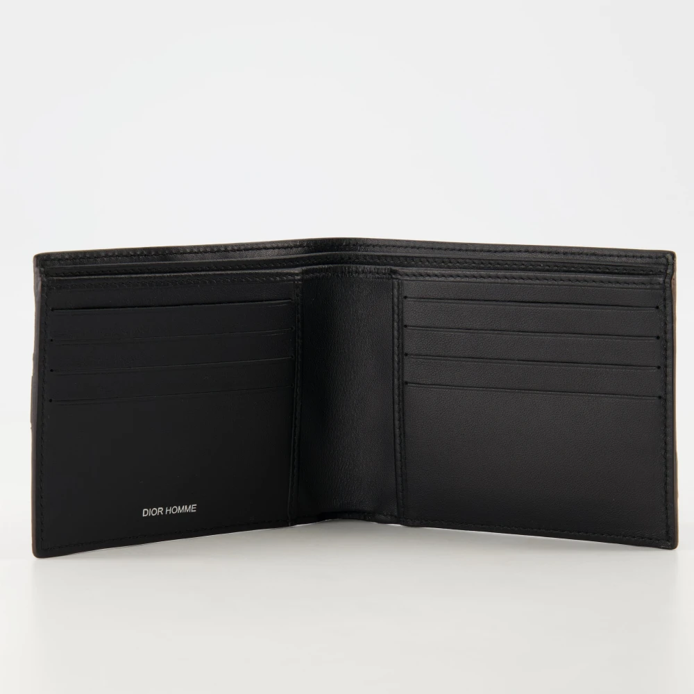 Dior Portemonnee van gestructureerd leer met klep Black Heren