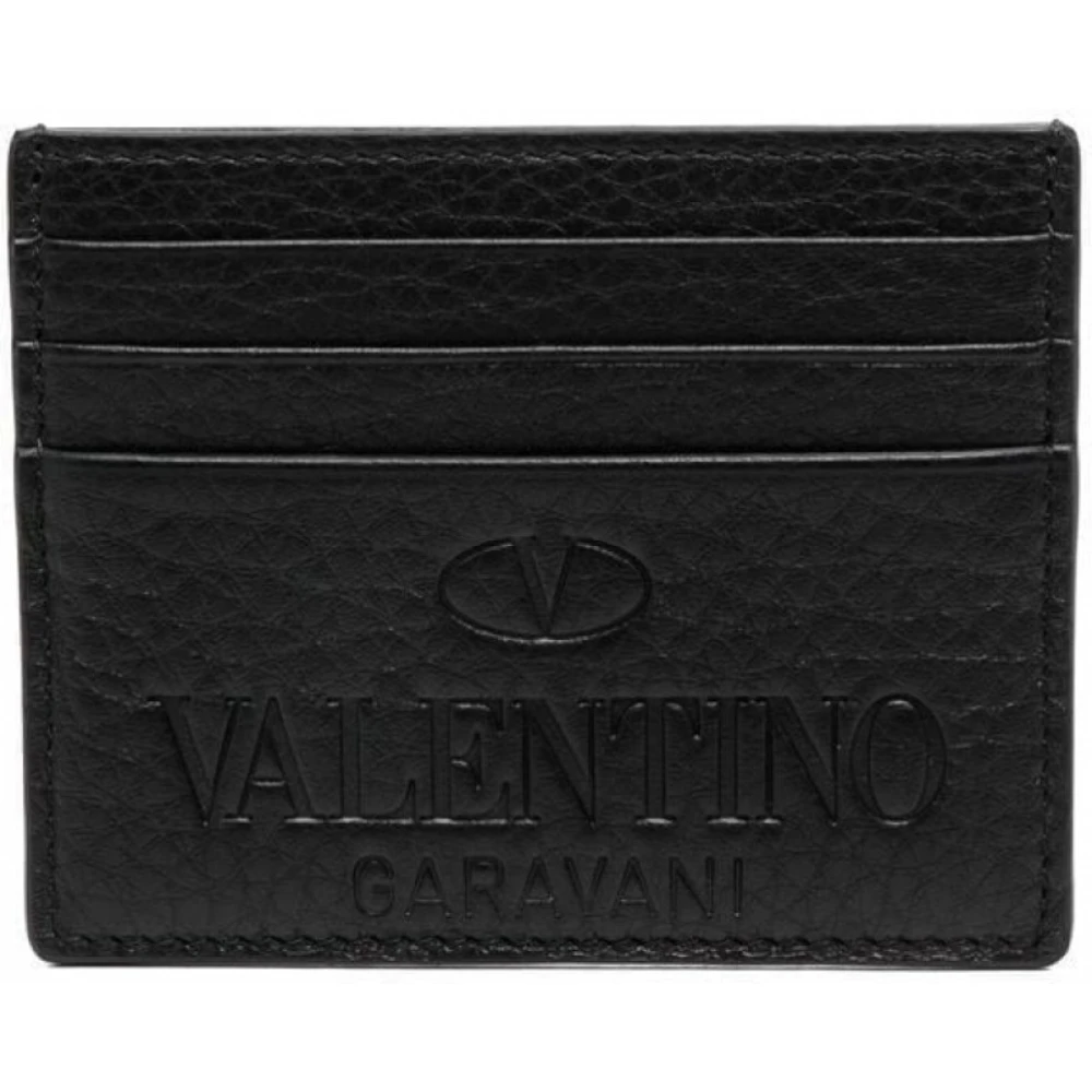 Valentino Logo Debossed Kaarthouder Zwart Heren