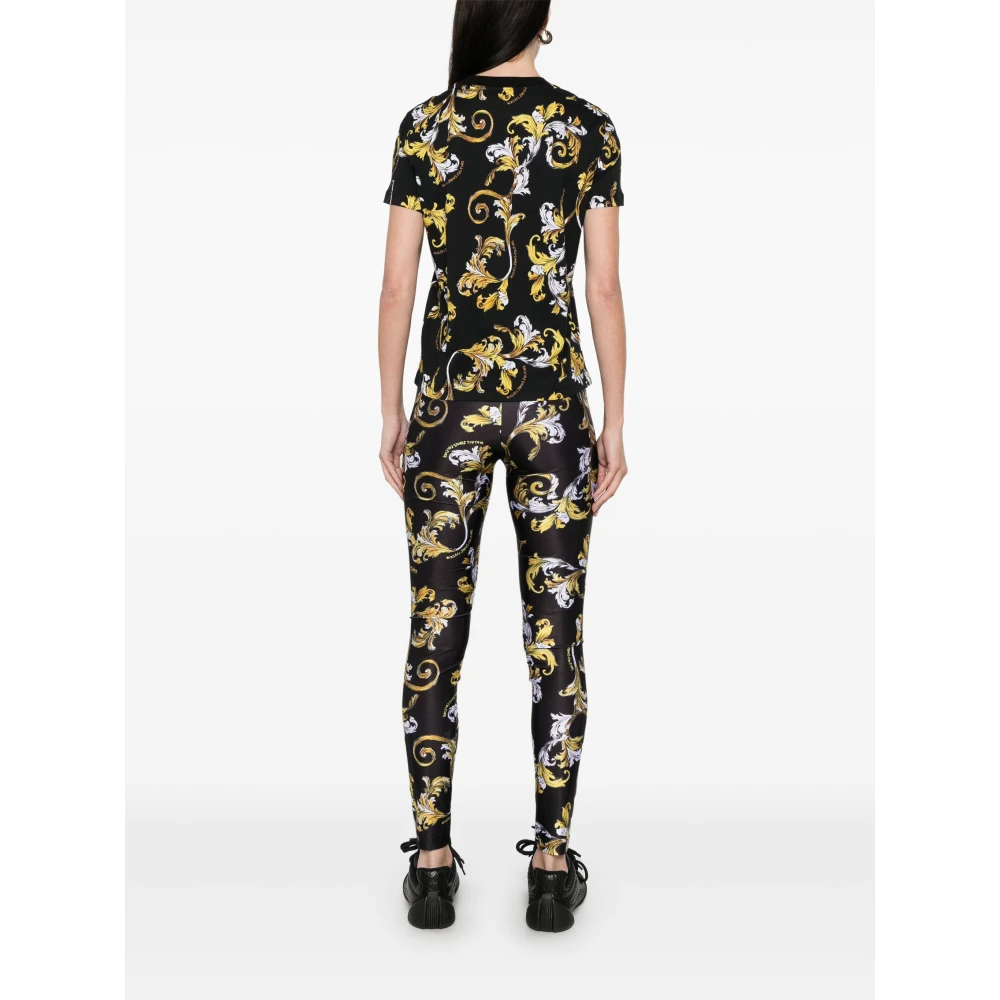 Versace Jeans Couture Zwart Goud Barocco T-Shirt Multicolor Dames