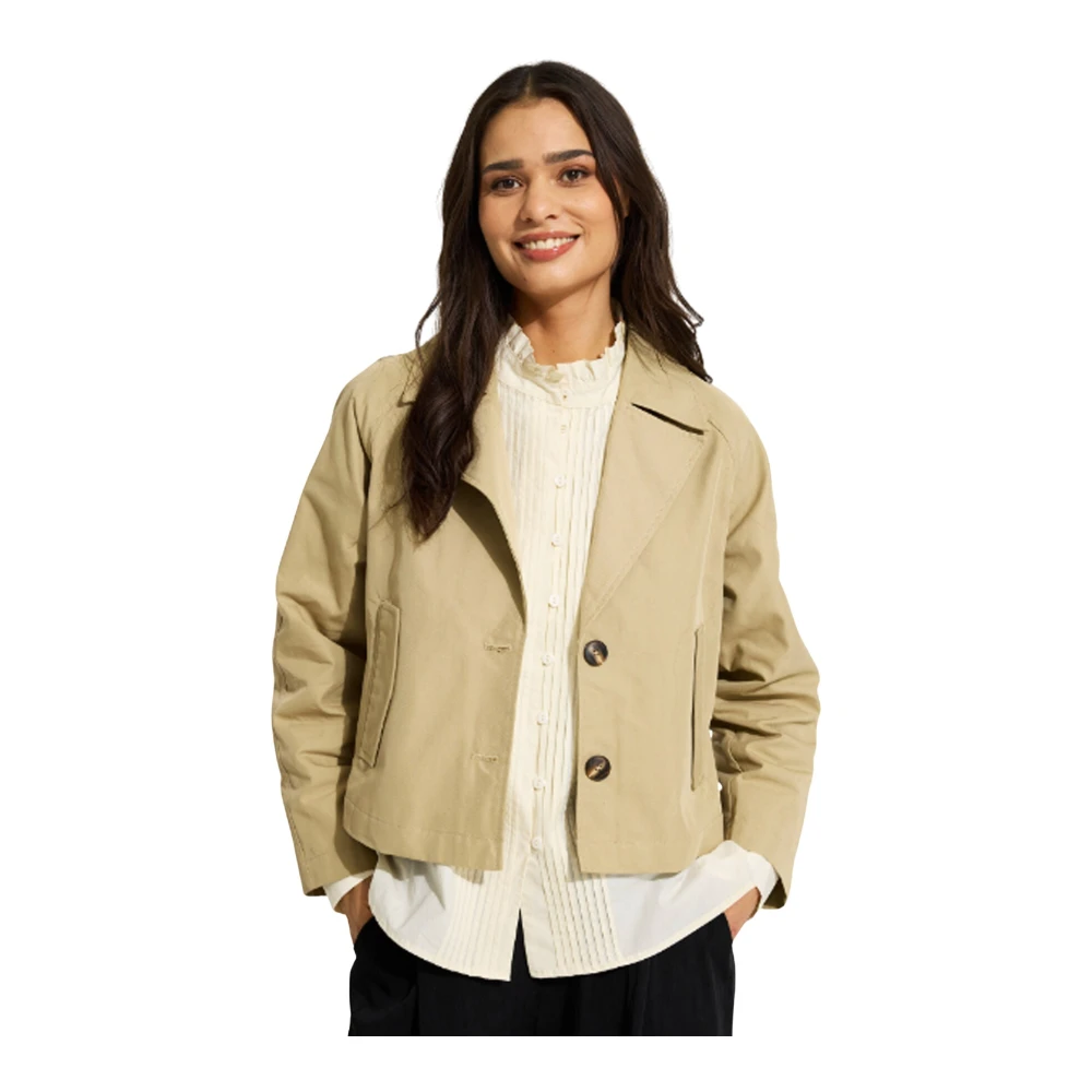 IN Front Elegante Cropped Jacket Blazer Zand Beige Dames