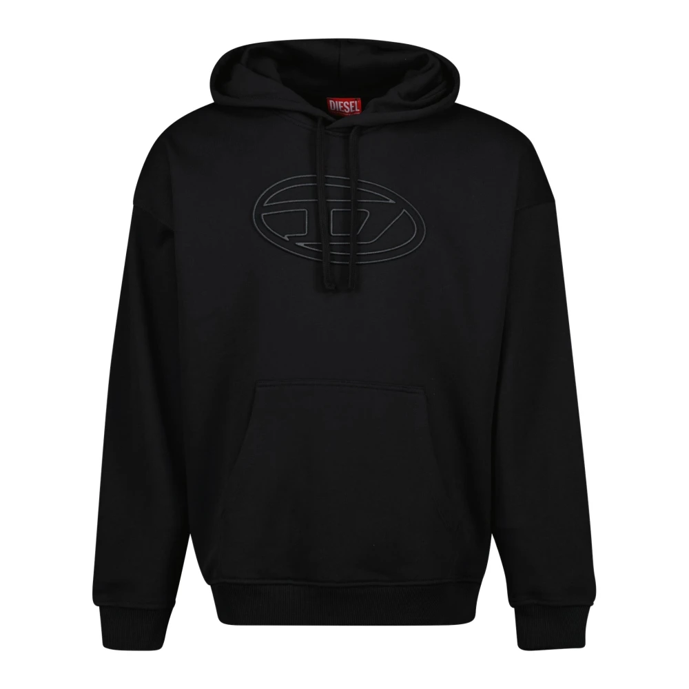 Diesel Zwarte Hoodie S-Ummer-Bigoval Collectie 2025 Black Heren