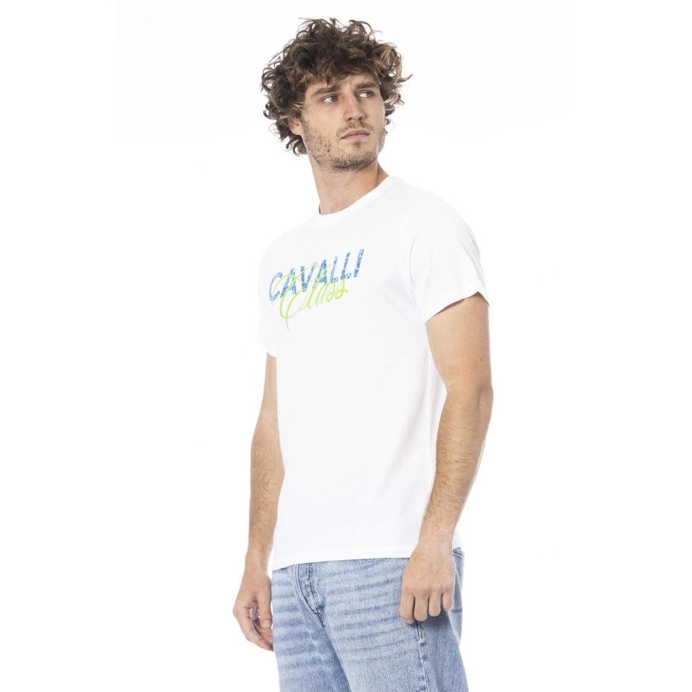 Cavalli Class Korte Mouw Logo Print T-Shirt White Heren