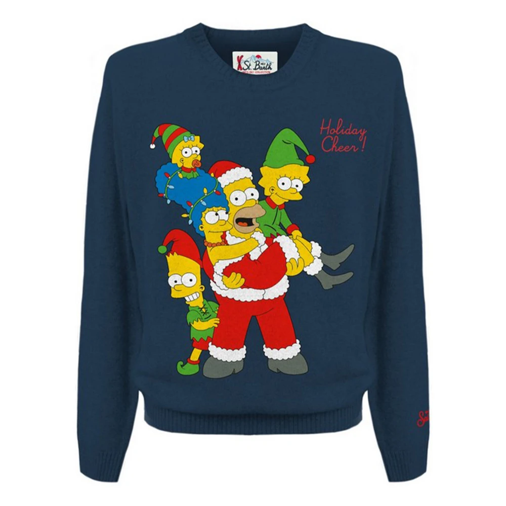 MC2 Saint Barth Simpsons Cheers Ronde Hals Sweater Blue Heren