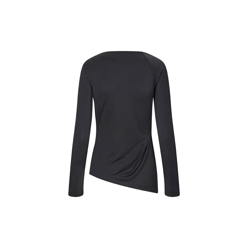 Stine Goya Zwarte longsleeve top met gesp Black Dames