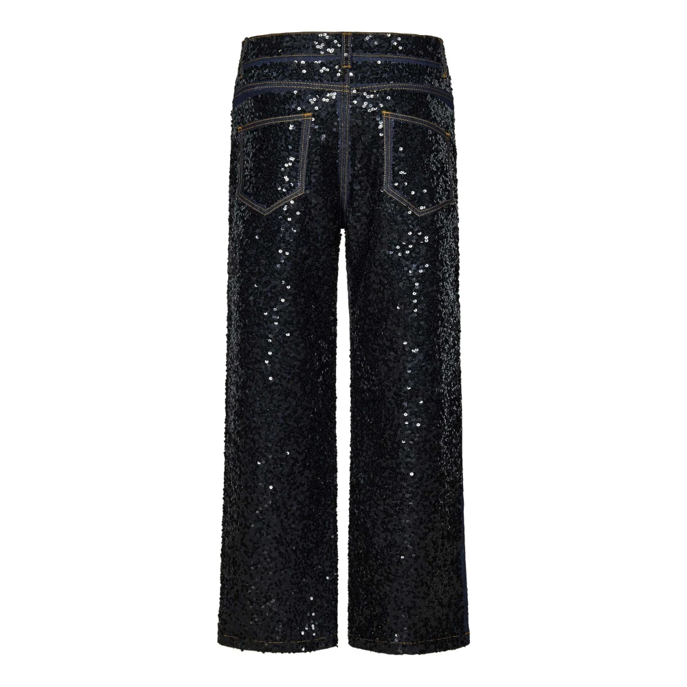 P.a.r.o.s.h. Blauwe Wijde Jeans met Pailletten Blue Dames