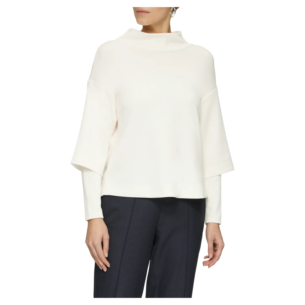 s.Oliver Casual Scuba Sweatshirt met Dropped Schouders Beige Dames