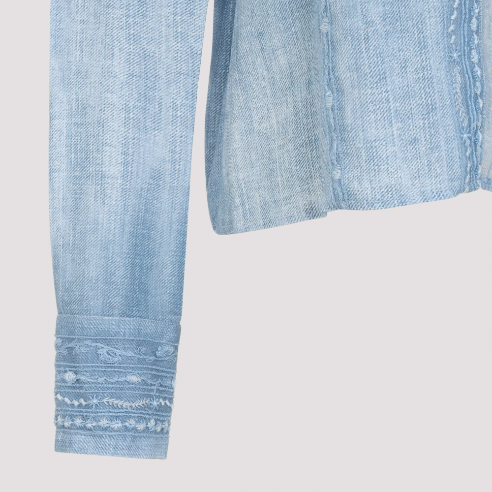 Ermanno Scervino Jeans Cropped Shirt met Print Blue Dames