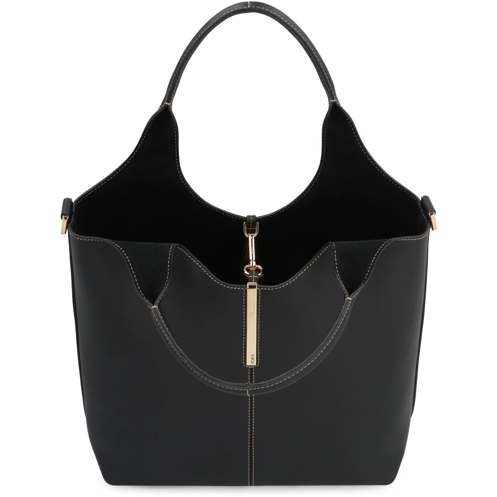 TOD'S Gladleren tas met gesp Black Dames