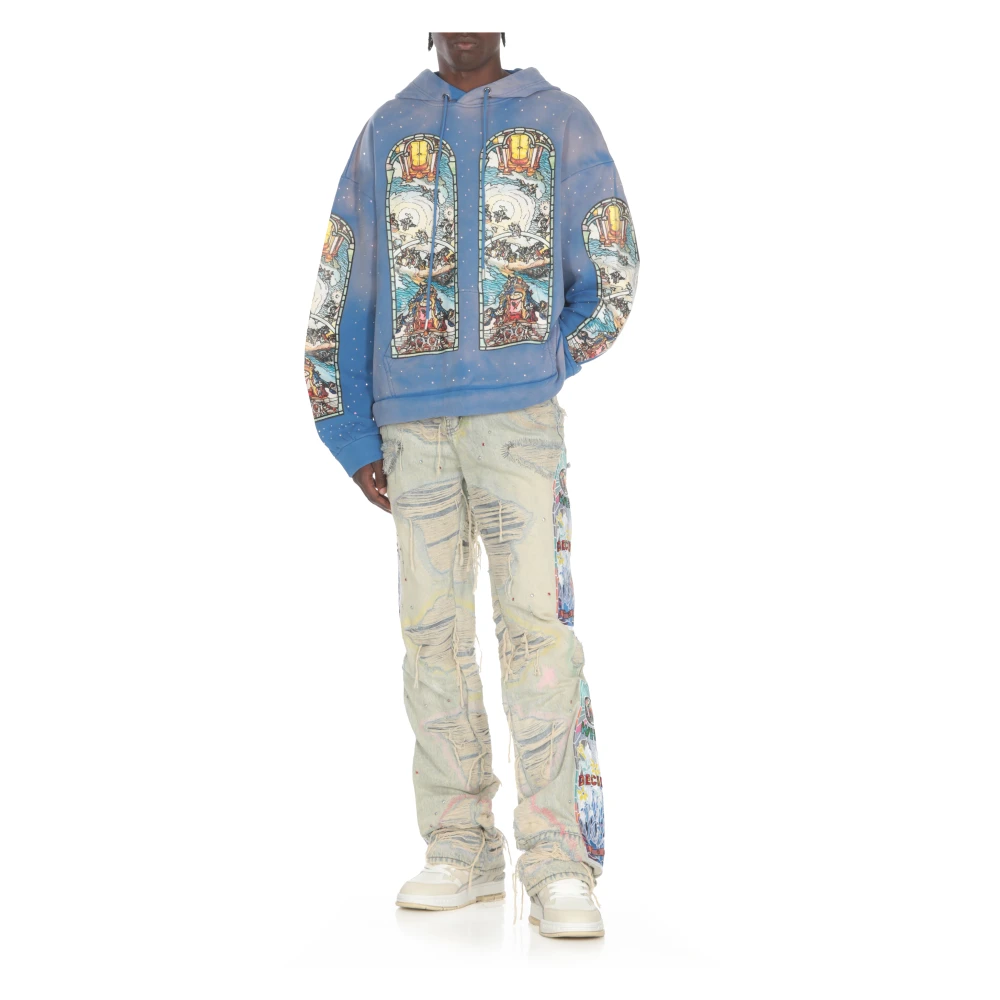 Who Decides War Lichtblauwe Jeans met Studs en Borduursels Blue Heren