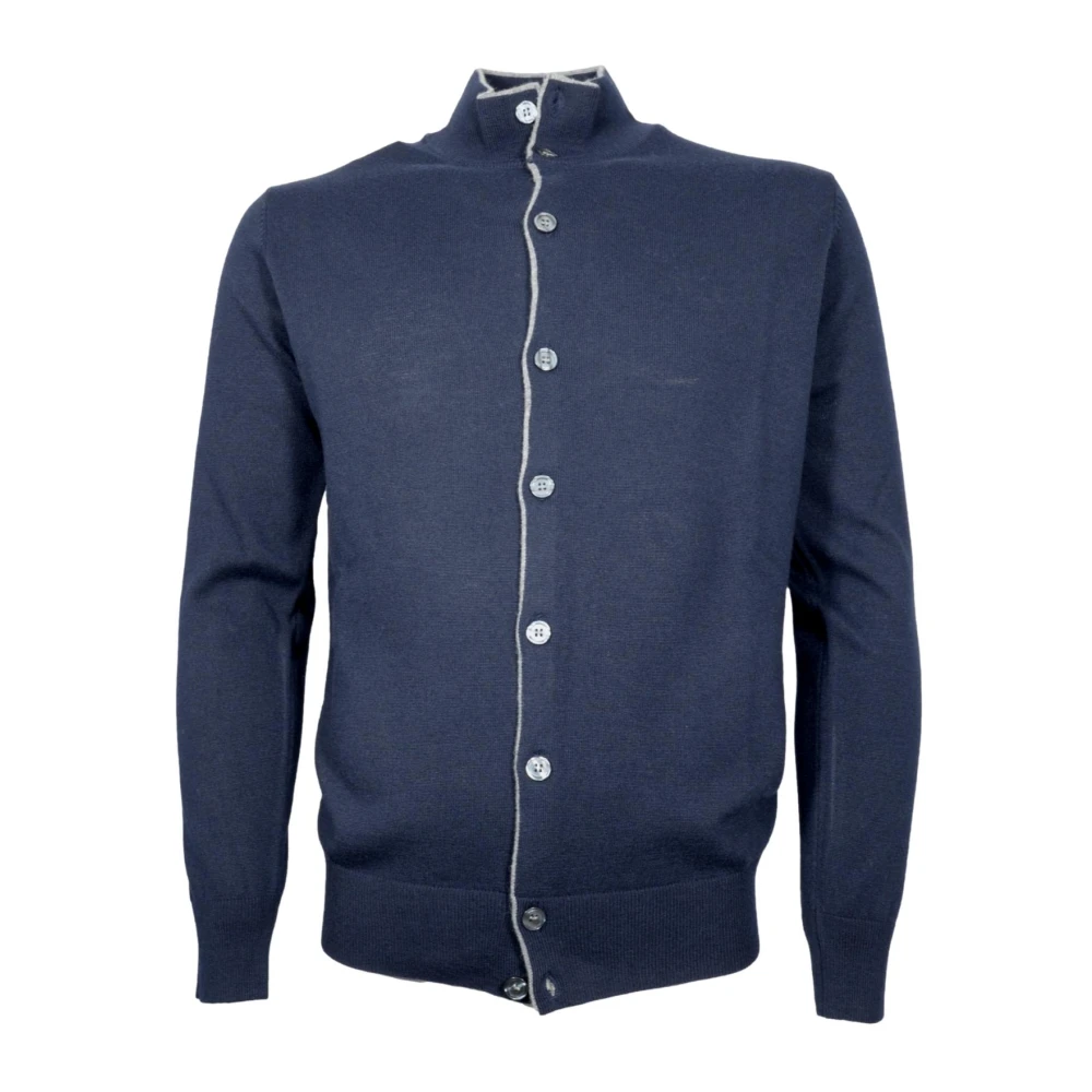 Cashmere Company Luxe Cashmere Cardigan Blauw Slim Fit Blue Heren