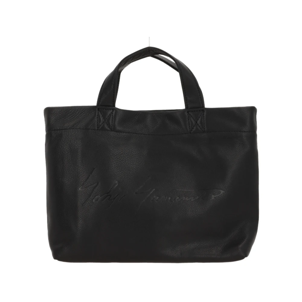 Yohji Yamamoto Zwarte leren tas met zilveren hardware Black Dames