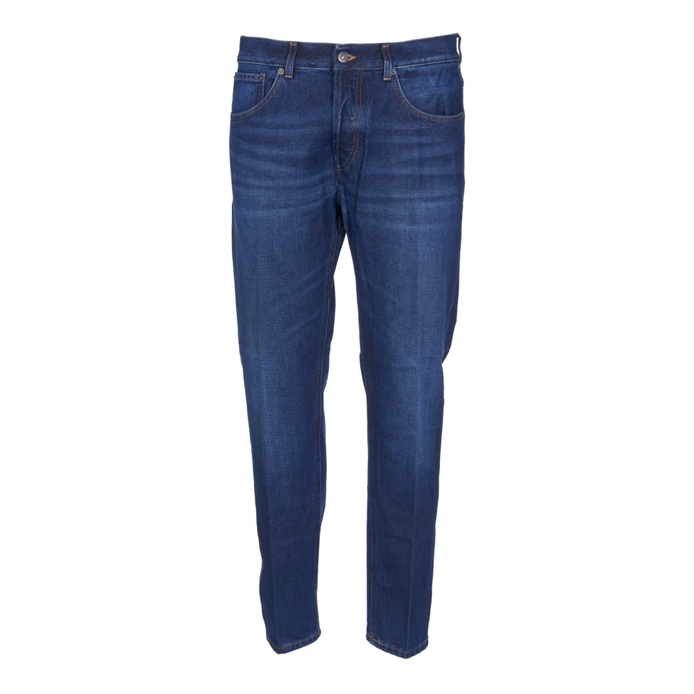 Dondup Donkerblauwe Jeans Vervaagd Effect Taps Toelopende Pijp Blue Heren