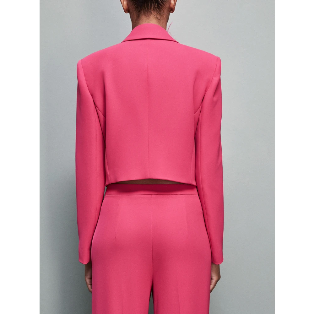 PATRIZIA PEPE Geknipte Fuchsia Blazer met Verenafwerking Pink Dames