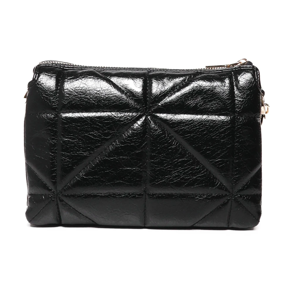 Love Moschino Zwarte schoudertas met geometrisch gewatteerde decoratie Black Dames