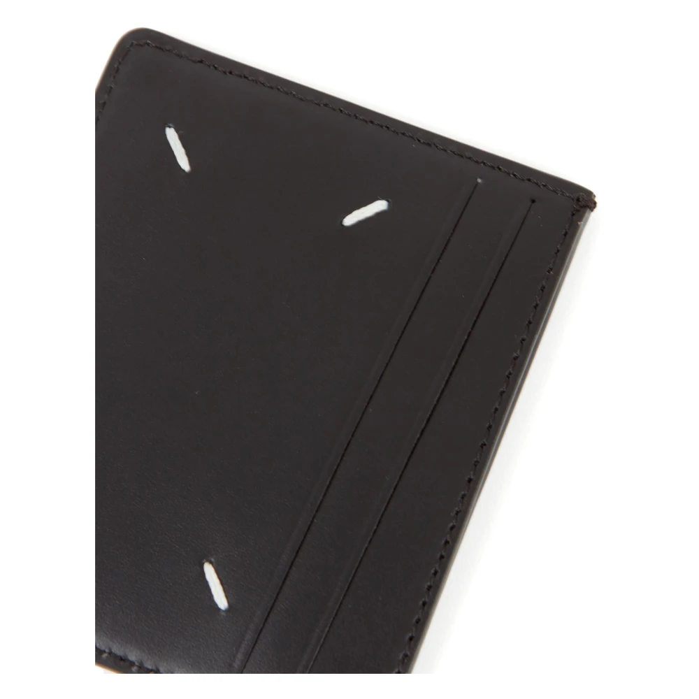 Maison Margiela Zwarte Leren Kaarthouder met Vier Stiksels Black Heren