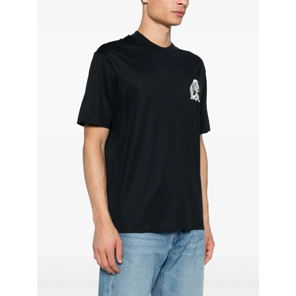 Emporio Armani Lyocell Katoen T-shirt Blue Heren
