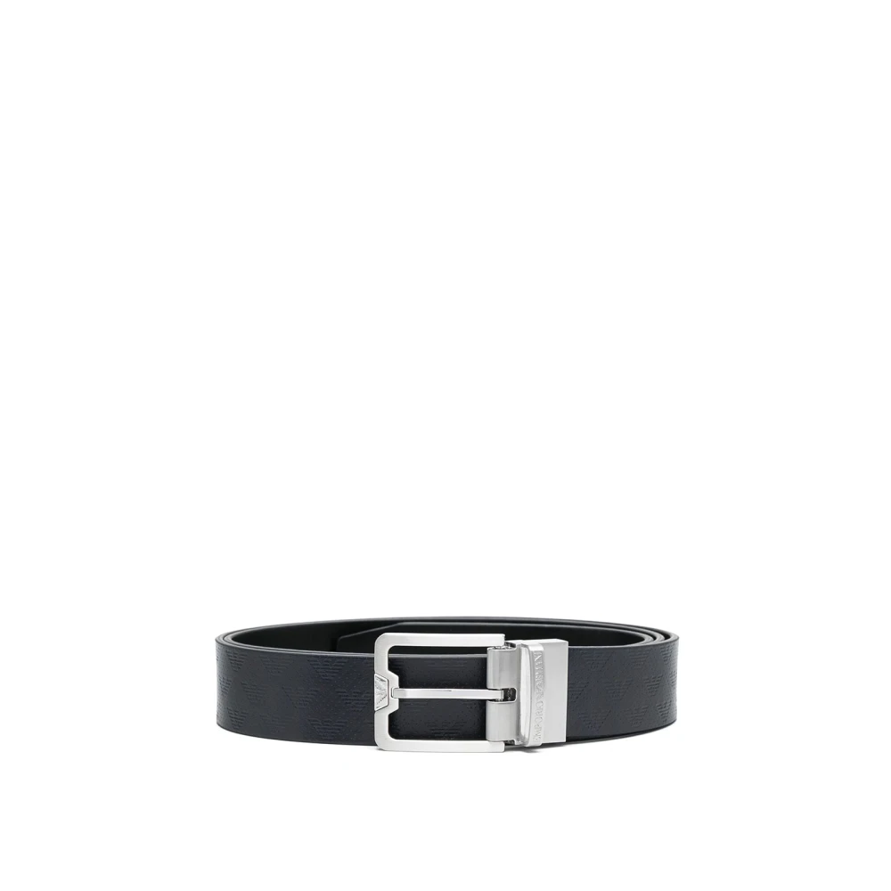 Emporio Armani Men's Blue Eagle Logo Reversible Belt