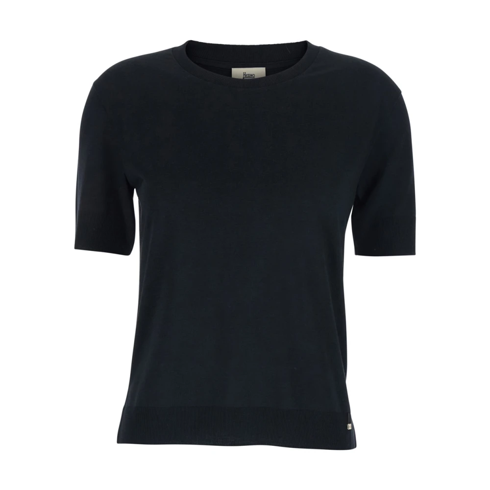 Herno Vrouw Zwart Truien & Vesten Dames, S, Katoen, Glam Knit T-Shirt