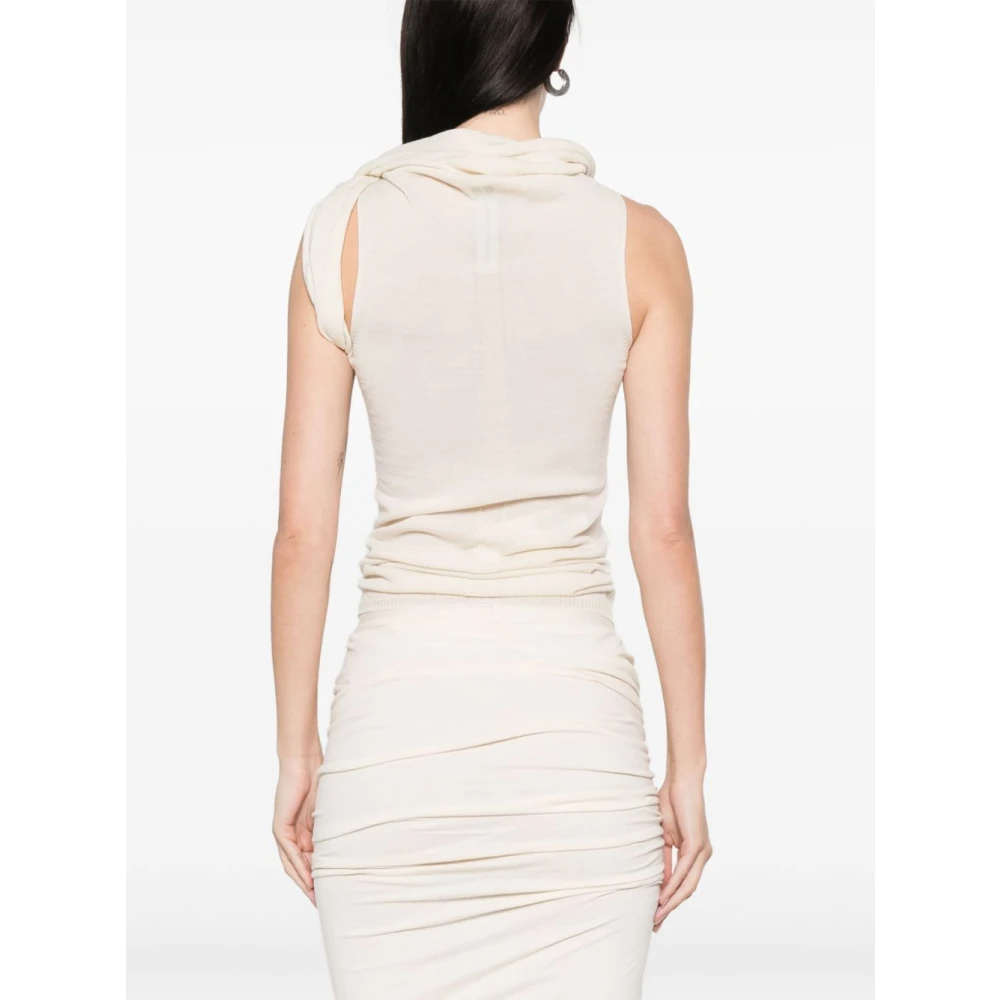 Rick Owens Asymmetrische Top zonder Mouwen met Halslijn Beige Dames