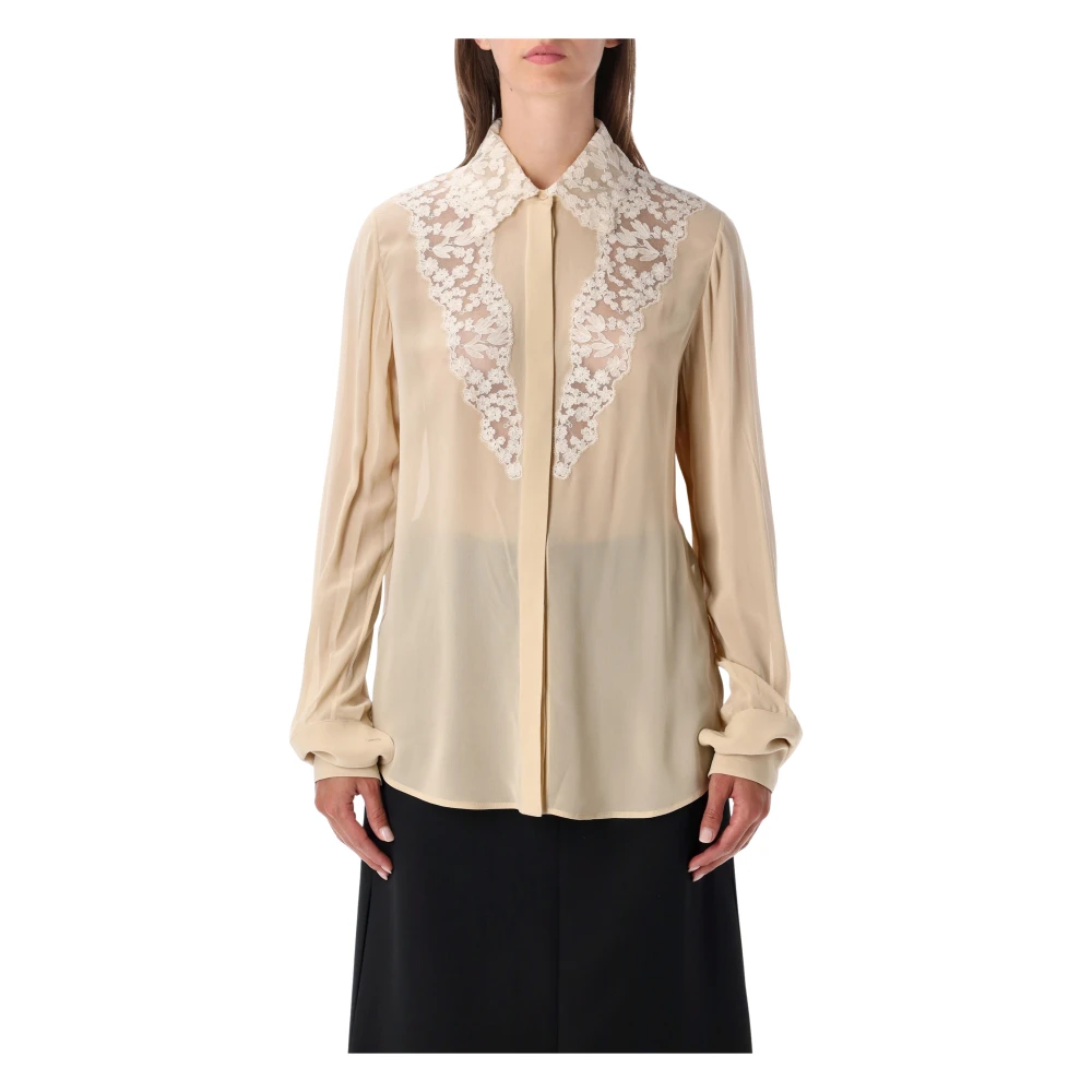 Fendi , Blouses, Female, Beige, Xs, Georgette Shirt