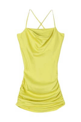 yellow-cowl-neck-mini-dress