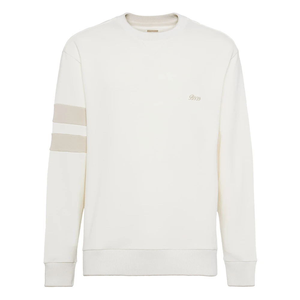 Boggi Milano Crew Neck Sweatshirt Van Biologisch Katoenmix White Heren