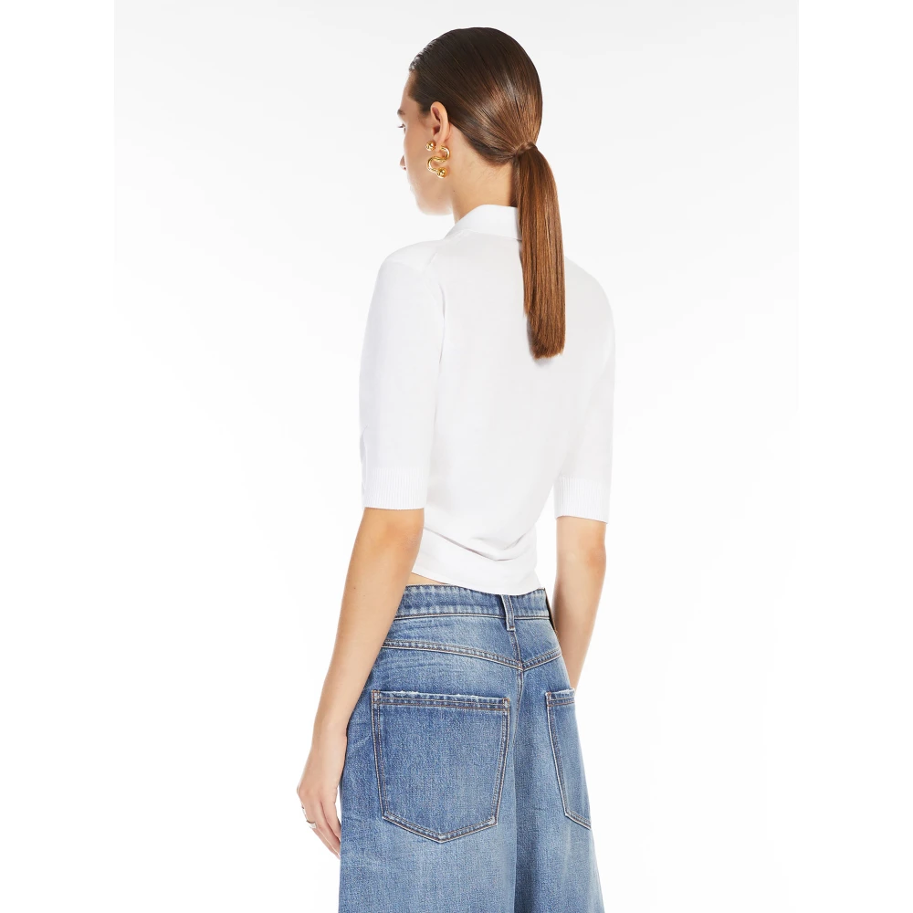 SPORTMAX Witte Polo Shirt met Kruis Hem White Dames
