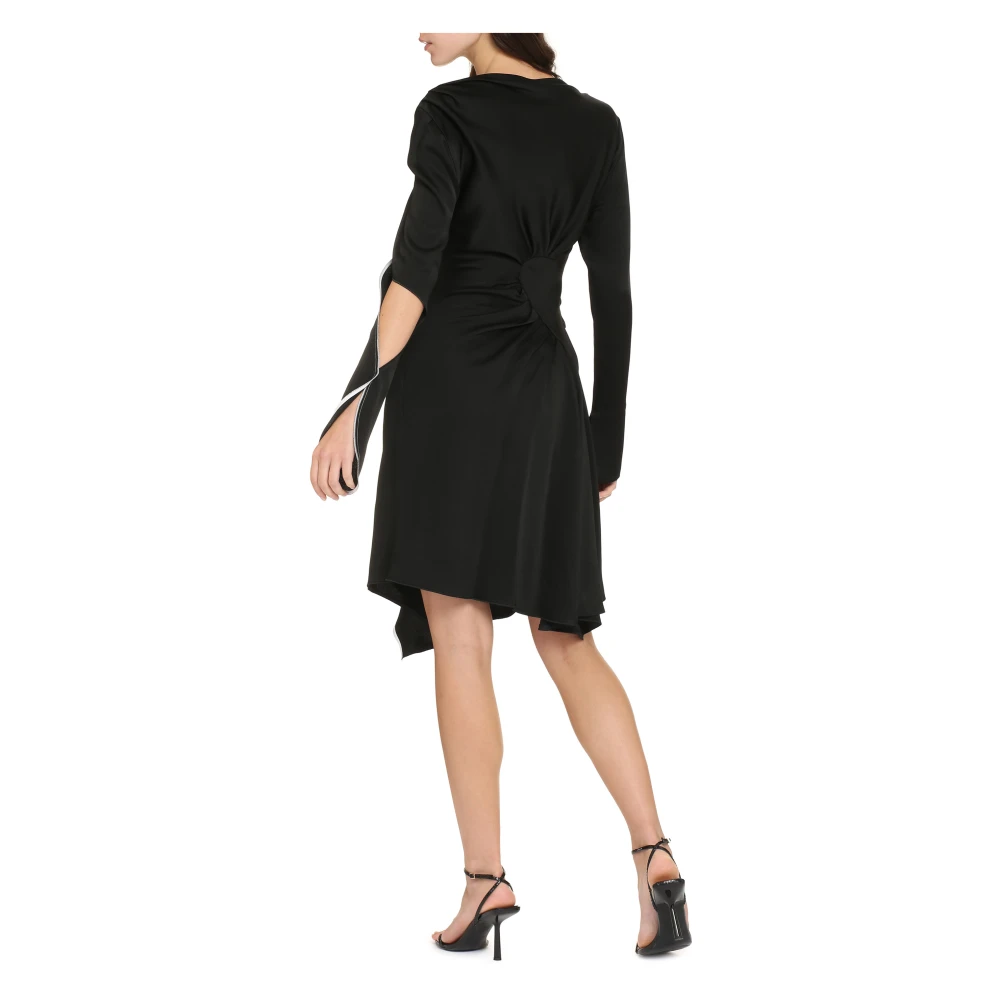 Victoria Beckham Asymmetrische Viscose Jurk Black Dames