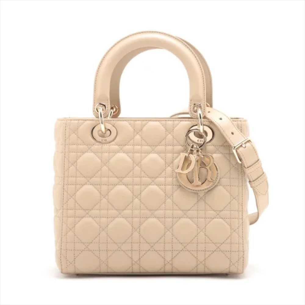 Dior Vintage Pre-owned Leather handbags Beige Dames