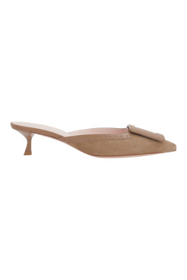 brown-suede-buckle-mule-sandals