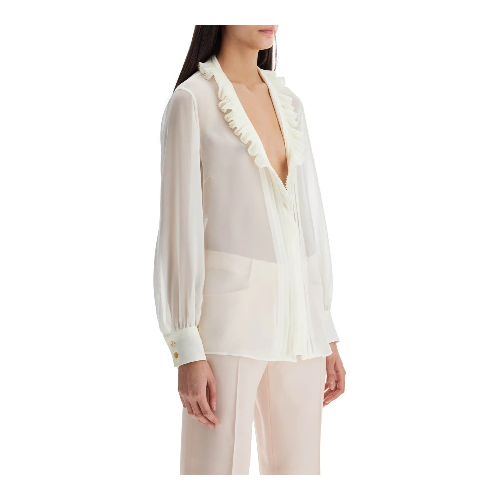 Tom Ford Elegante zijden overhemd met gerimpelde kraag Beige Dames