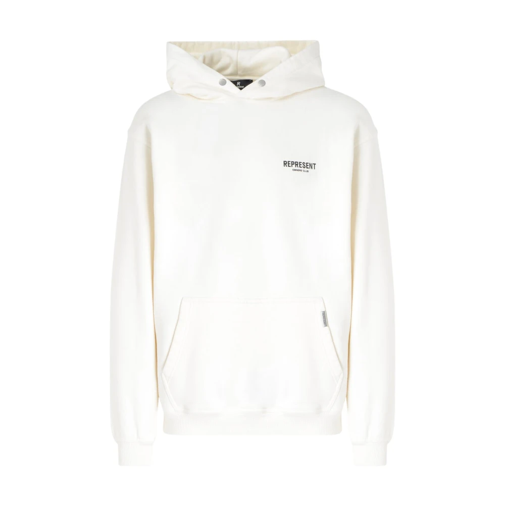 Represent Hoodie med fram- och baksida tryck White, Herr