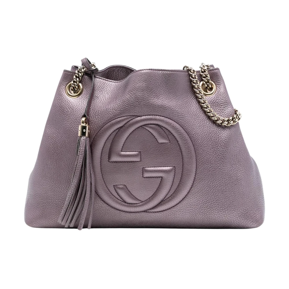 Gucci Vintage Women's Purple Pre-Owned Leather Shoulder Bag