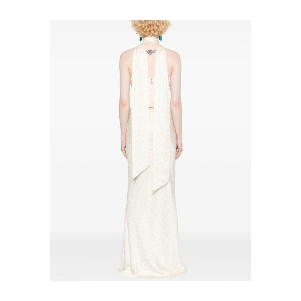 Rotate Birger Christensen Satijnen Crop Scarf Top White Dames
