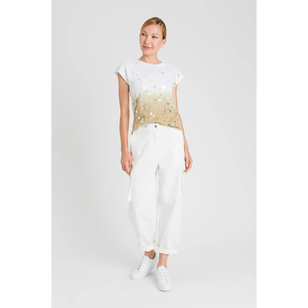 Twinset Cargo Geborduurde Katoenen Broek White Dames