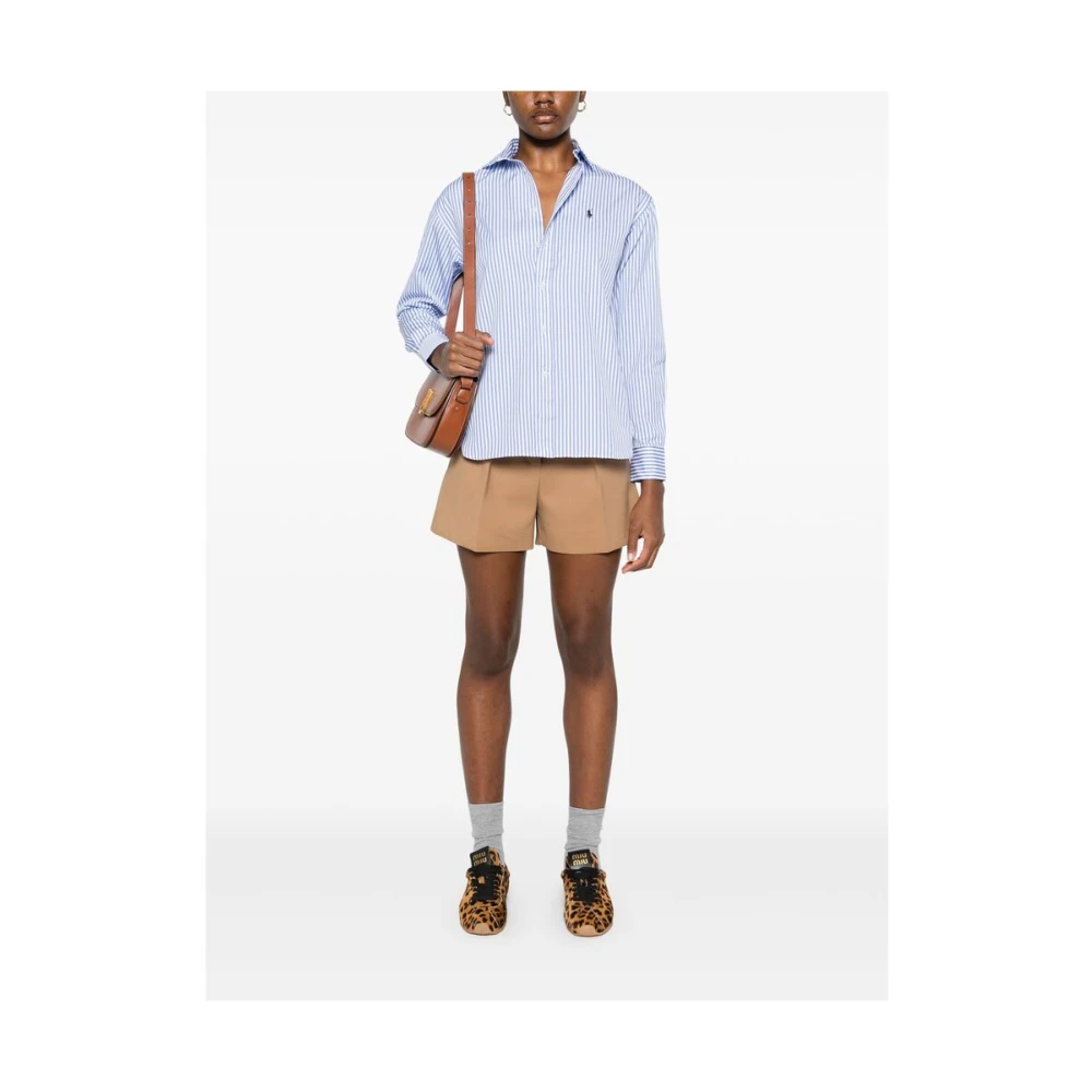 Ralph Lauren Gedrukte Poplin Oversized Blouse Blue Dames