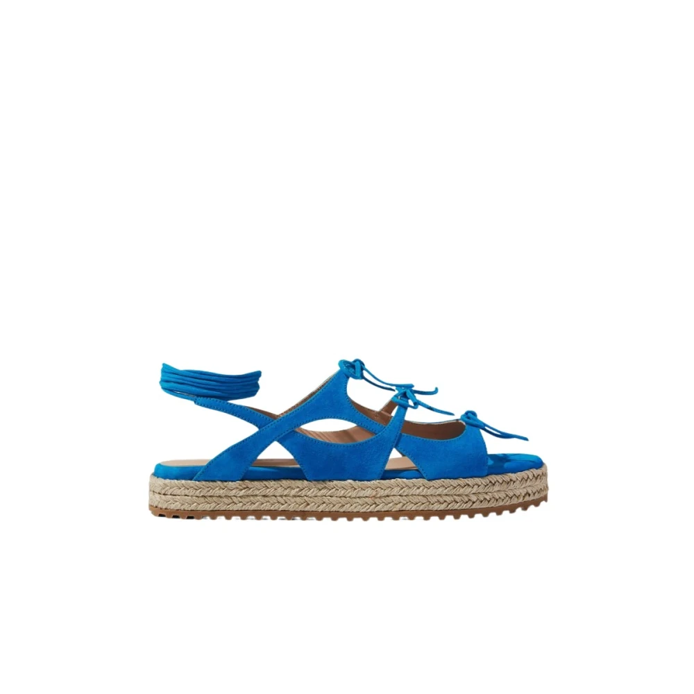 Scarosso Women's Blue Flat Sandals, 7 Uk, Sweet Lace Sandals