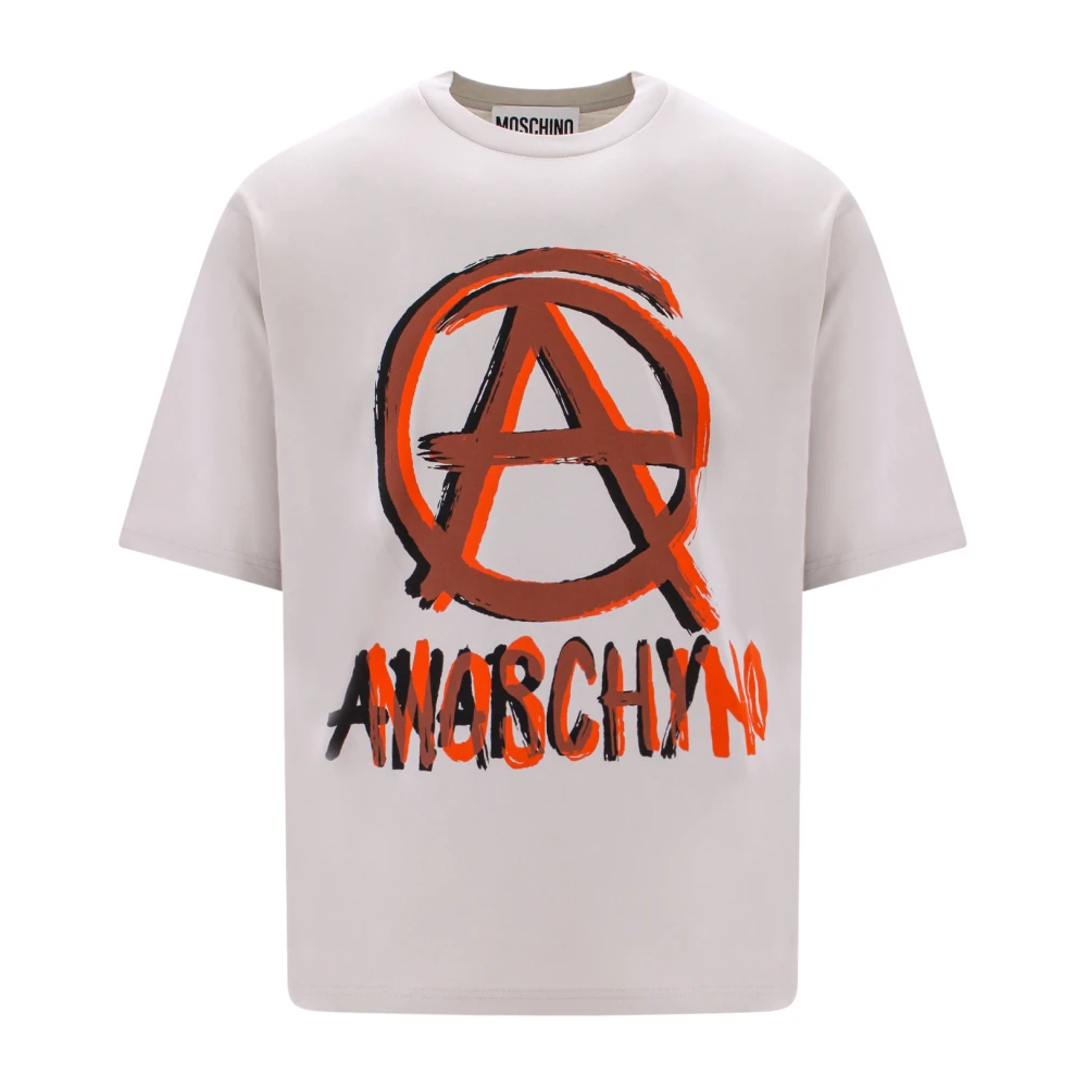 Moschino Grijze Anarchy Print Organisch Katoenen T-Shirt voor Heren Gray Heren