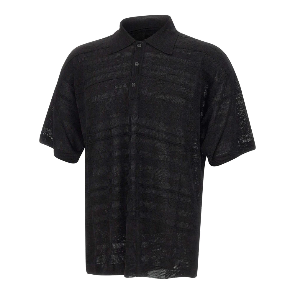 Laneus Men's Black Knitted Polo